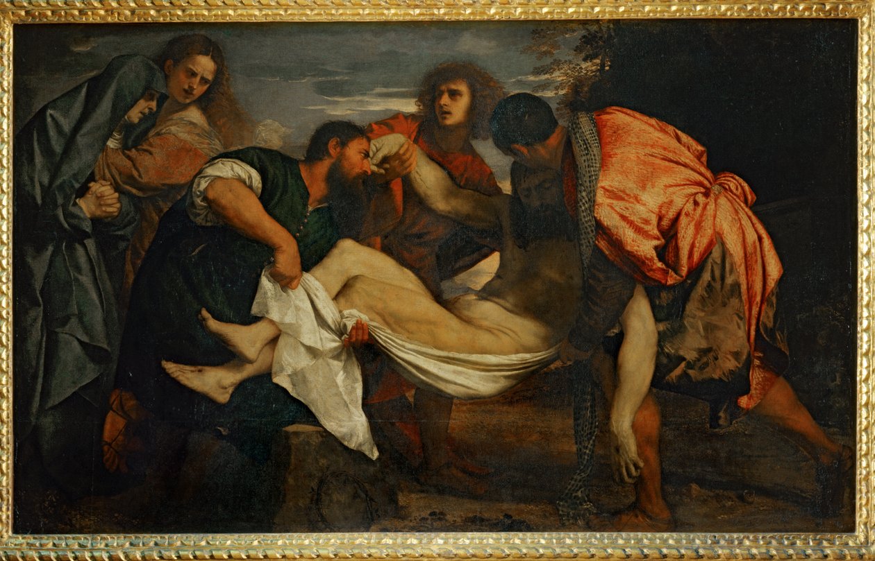 Le Transport du Christ au tombeau - Kristuksen hautaaminen ... tekijältä Titian (c.1488 1576)