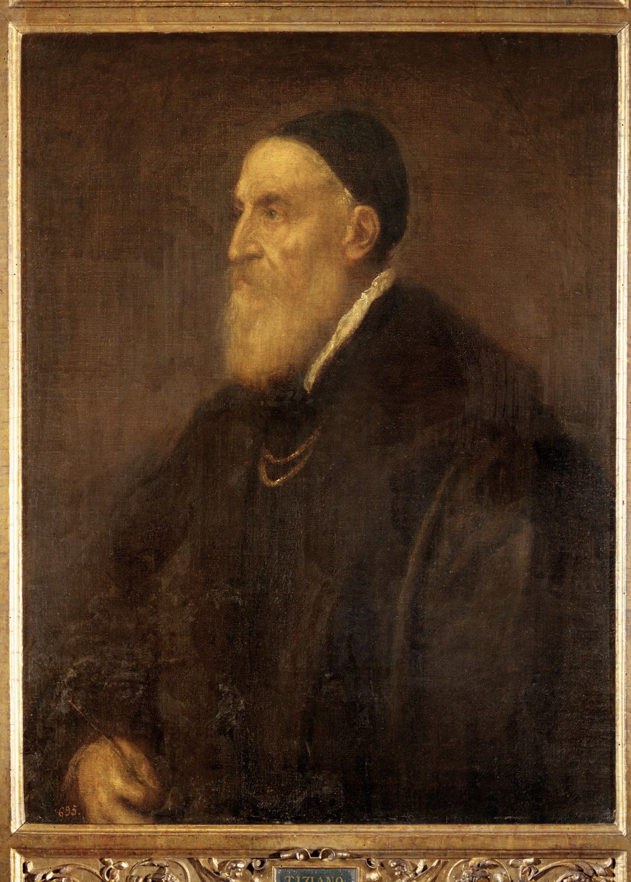 Omakuva, maalattu vähän ennen ruttotaudin puhkeamista Venetsiassa ... (maalaus kankaalle) tekijältä Titian (c.1488 1576)