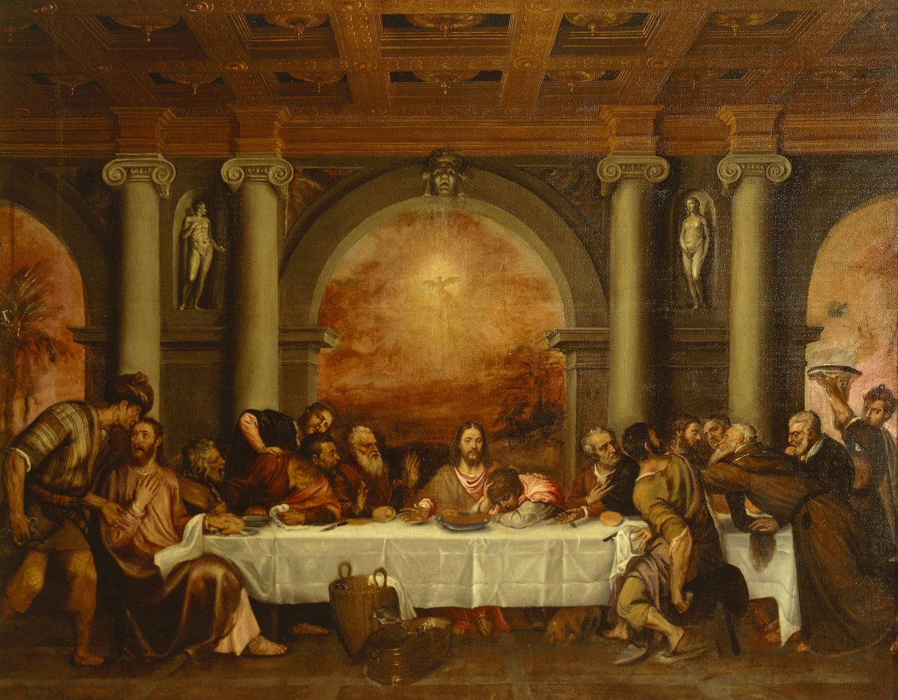 Luonnos viimeiselle ehtoolliselle, kirjoittanut Titian (noin 1490-1576) tekijältä Titian (c.1488 1576)