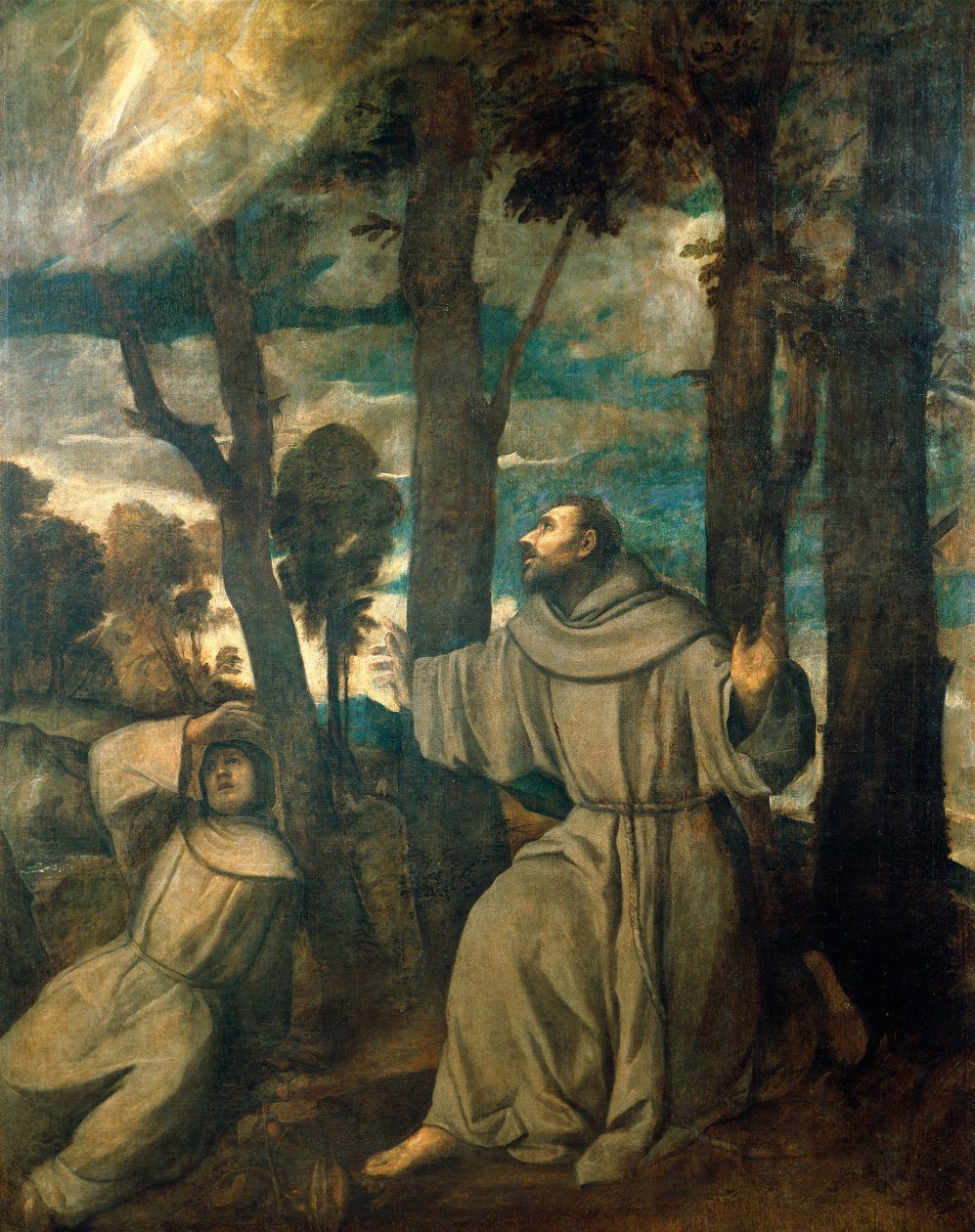 Pyhä Franciscus saa stigmat tekijältä Titian (c.1488 1576)