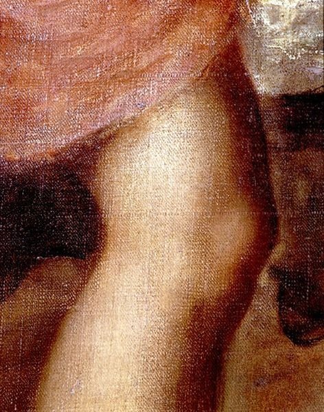 The Death of Actaeon, yksityiskohta Dianan polvesta, n. 1565 (öljy kankaalle) (yksityiskohta 28850) tekijältä Titian (c.1488 1576)