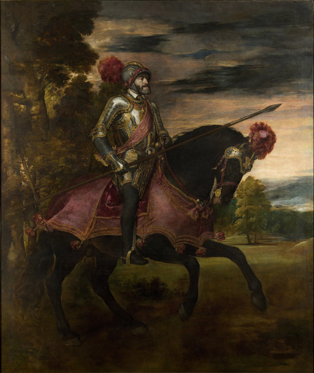 Keisari Kaarle V (1500-58) hevosen selässä Muhlbergissä tekijältä Tiziano Vecelli
