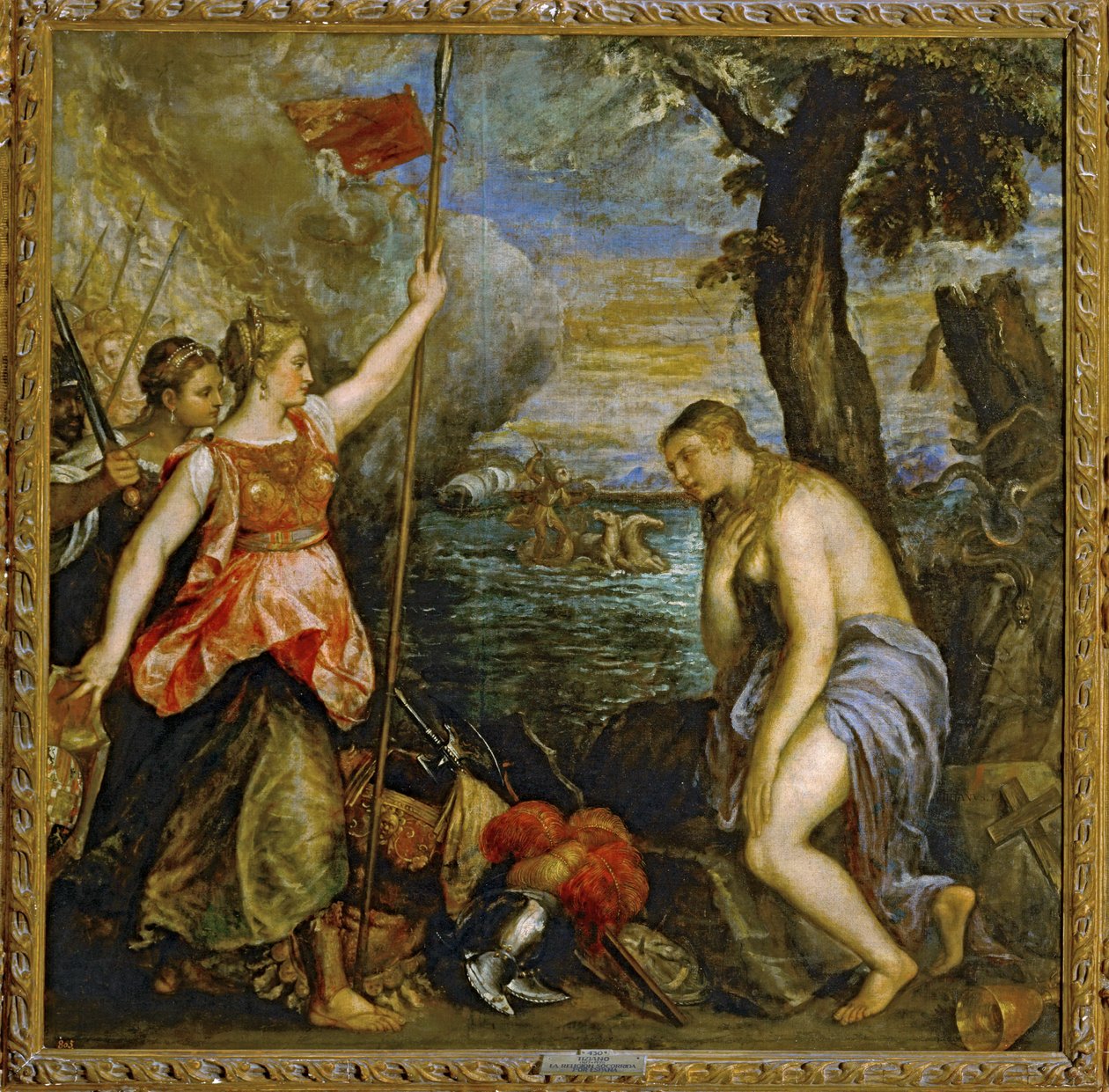 Uskonto Espanjan avustamana ... (maalaus kankaalle) tekijältä Titian (c.1488 1576)