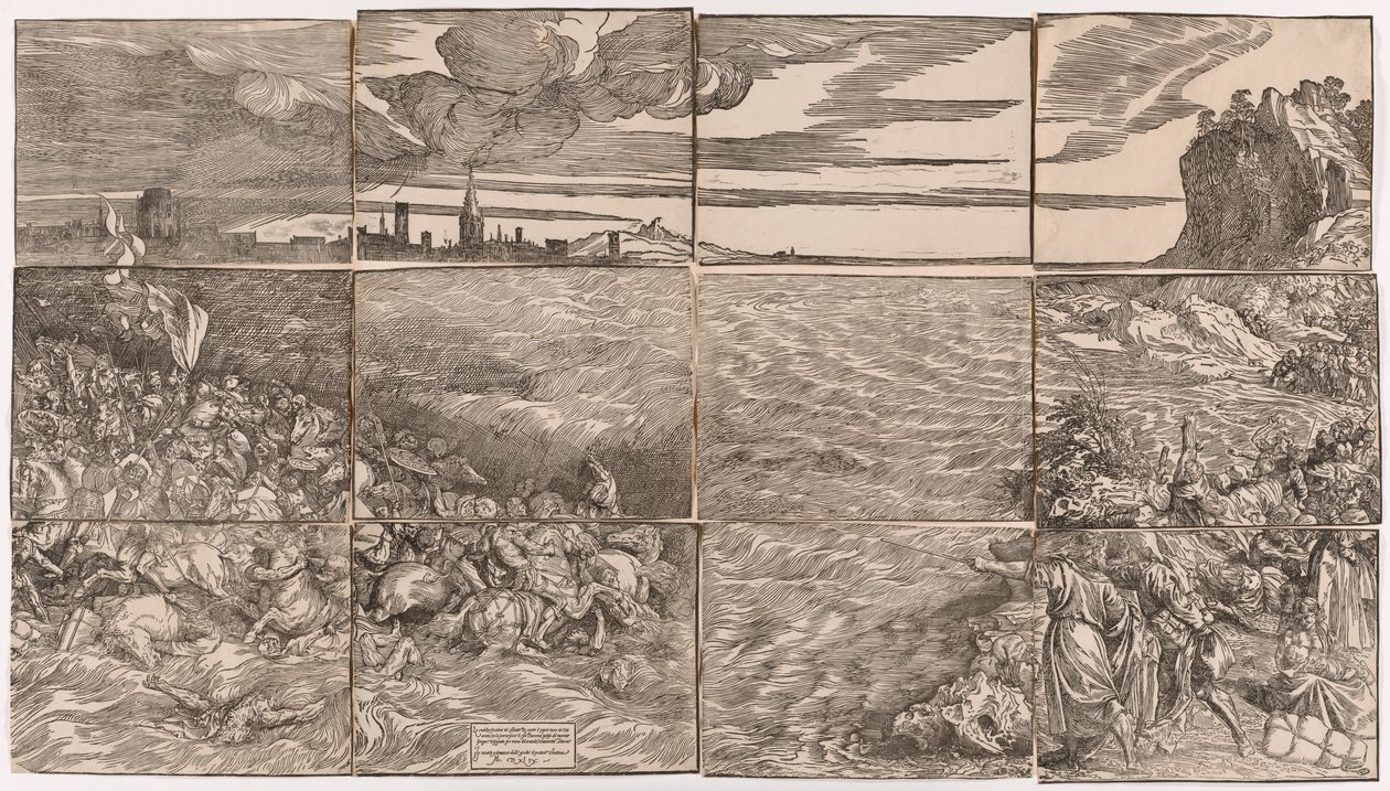 Faraon armeijan upotus Punaisellemerelle tekijältä Titian (c.1488 1576)