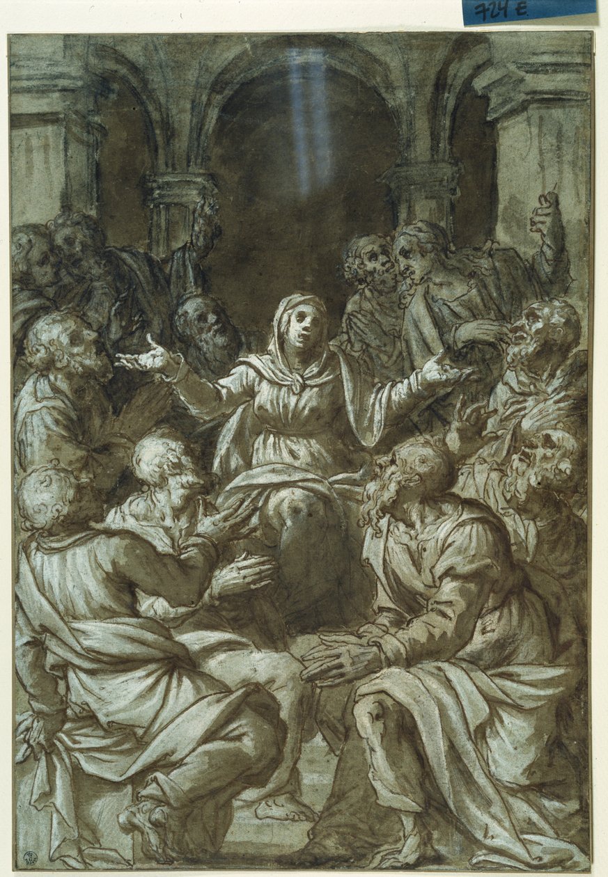 Neitsyt Maria ja Santo Spiriton apostolit ( tekijältä Titian (c.1488 1576)