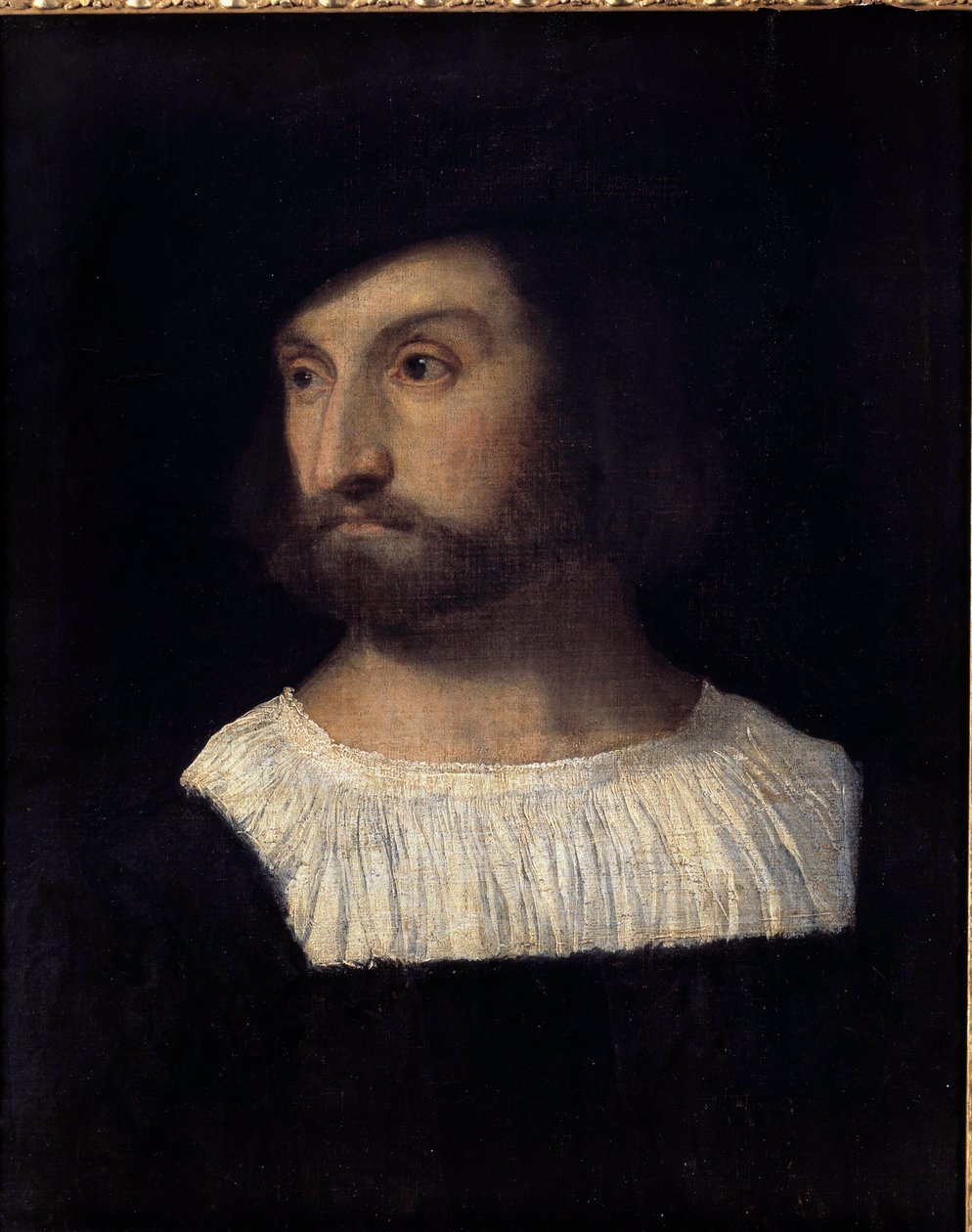 Alfonso I Este, Ferraran herttua (1476-1534) Muotokuva Tiziano Vecelliolle nimetty Titian (1485-1576) 1500-luvulla. Besancon. Kuvataidemuseo tekijältä Titian (c.1488 1576) (attr. to)