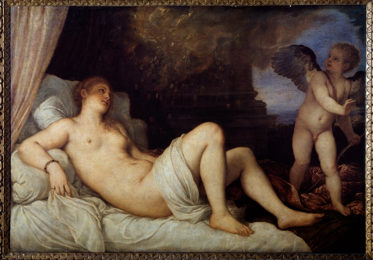 Danae - öljy kankaalle tekijältä Titian (c.1488 1576)