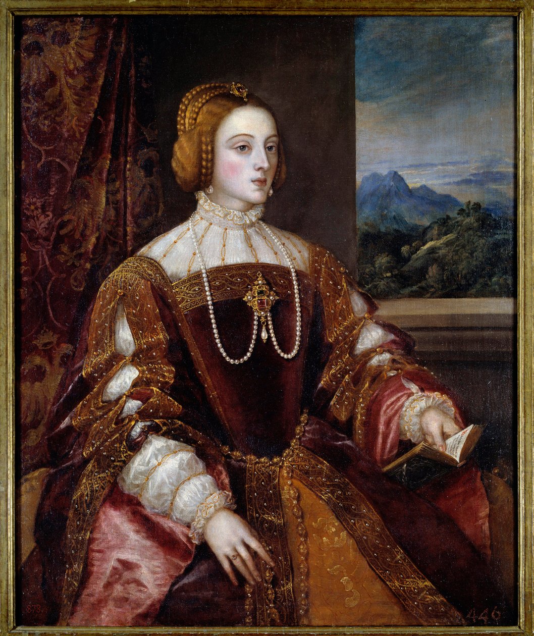 Portugalilaisen vaikutuksen Isabellan muotokuva (1503-1539) Tiziano Vecellion (1485-1576) maalaus 1500-luvun su. 1,17x0,98 m Madrid, Prado-museo tekijältä Tiziano Vecelli