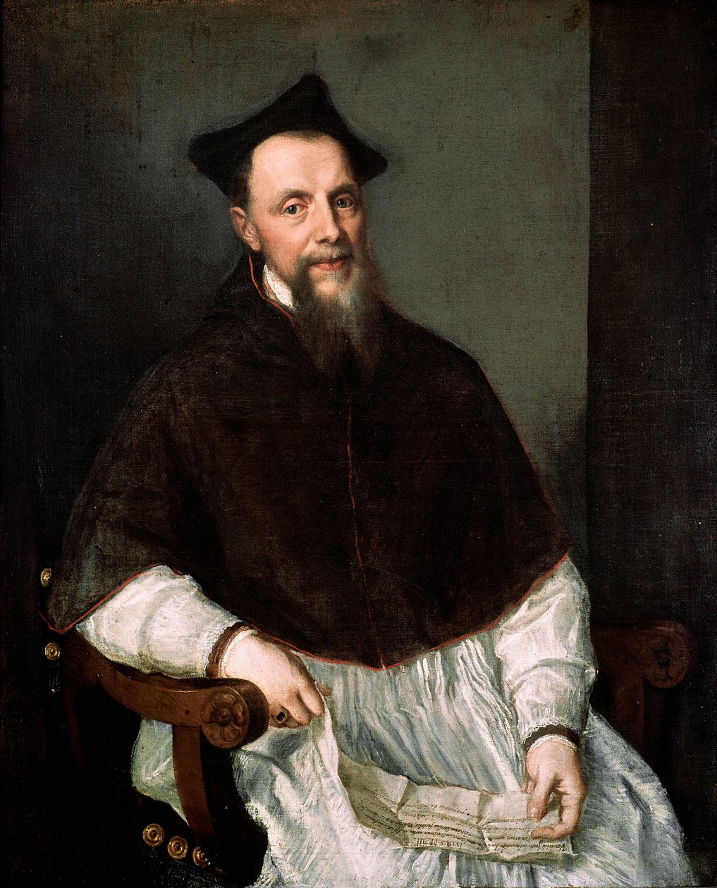 Prelaatti Ludovico Beccadellin muotokuva (hän osallistui Trenton kirkolliskokoukseen) Tiziano Vecellion maalaus nimeltä Tizian (n. 1490-1576) tekijältä Titian (c.1488 1576)
