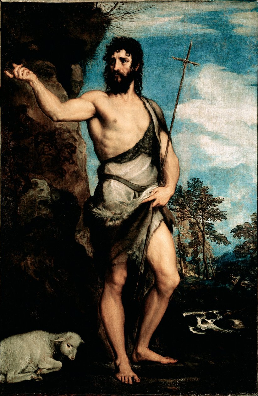 Pyhä Johannes Kastaja Tiziano Vecellion maalaus nimeltä Tizian (n. 1490-1576) tekijältä Titian (c.1488 1576)