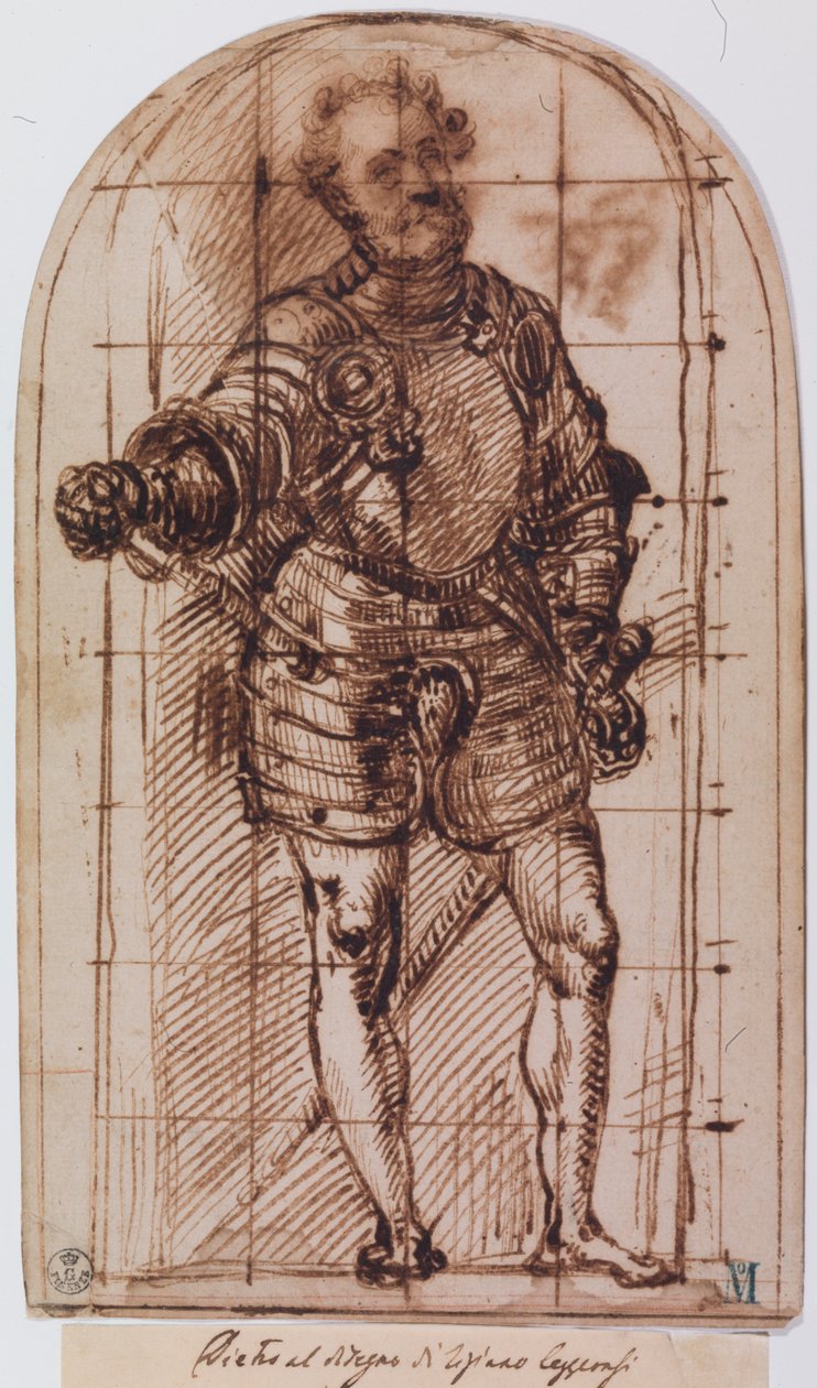 Tutkimus Urbinon herttuan muotokuvaa varten (kynä ja muste paperille) tekijältä Titian (c.1488 1576)