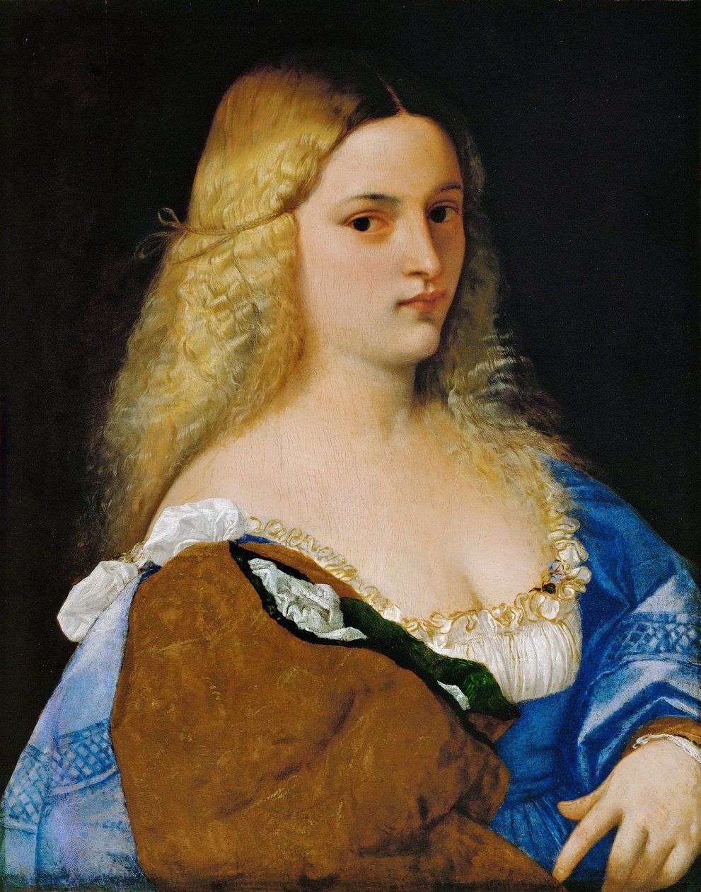 Violante - Tizian (1488-1576). Öljy puulle, n. 1515. Mitat : 64,5x50,8 cm. Taidehistoriallinen museo, Vienne tekijältä Tiziano Vecelli