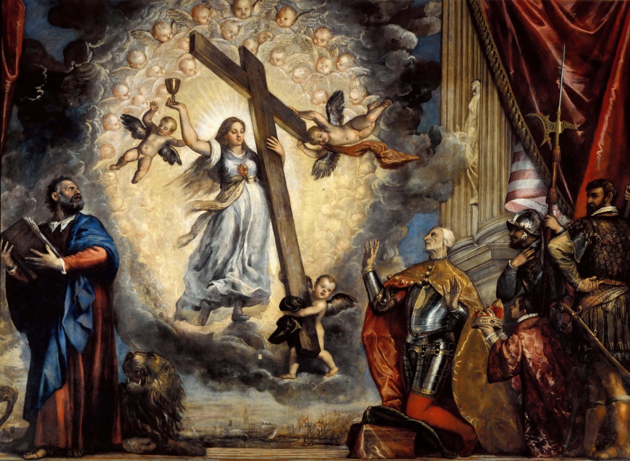 Doge Antonio Grimani polvistui uskon edessä, vuosina 1555-1576. tekijältä Titian