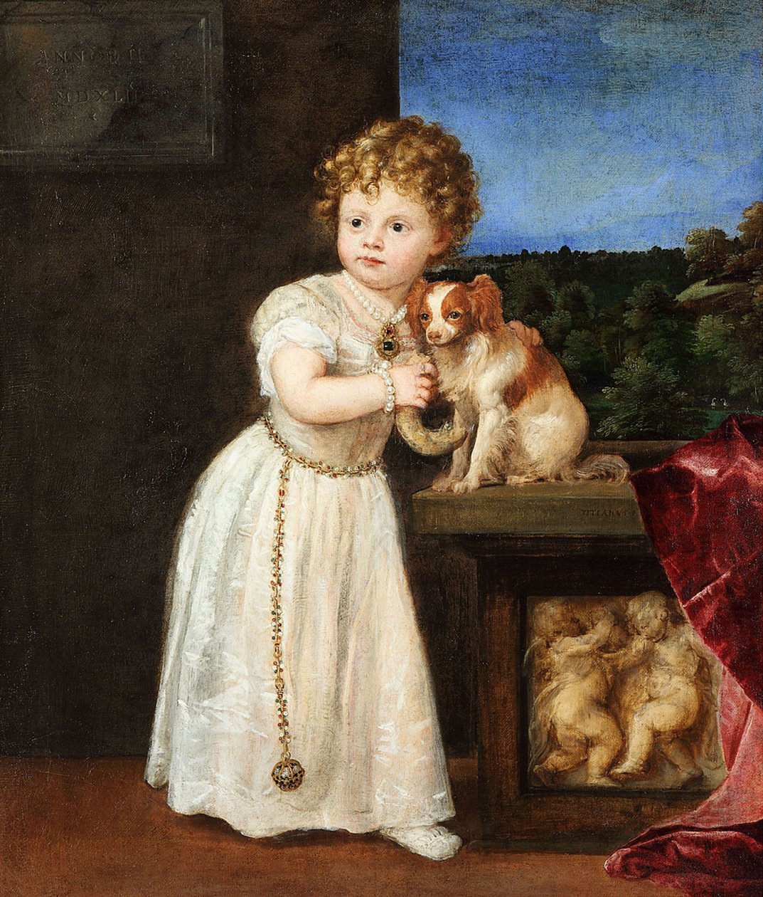 Saksalainen: Clarissa Strozzi (1540-1581) kahden vuoden iässä Muotokuva Clarissa Strozziista. tekijältä Titian