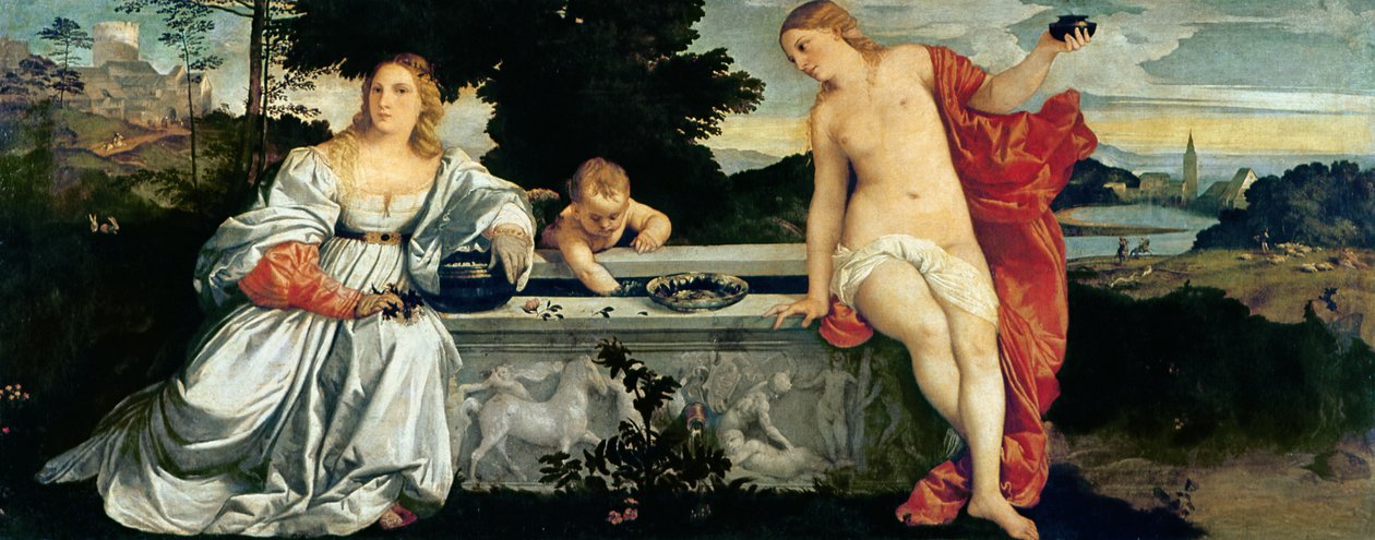Pyhä ja epäpyhä rakkaus, n. 1515 tekijältä Tiziano Vecelli