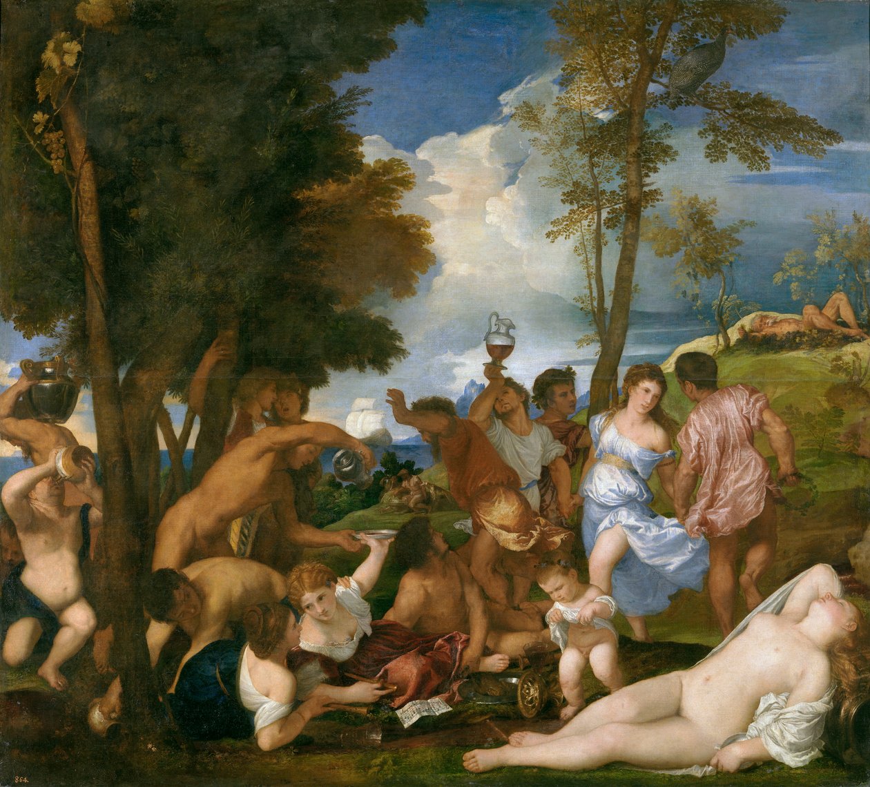 Espanjaksi:  Andrialaisten bakkanaali. tekijältä Titian