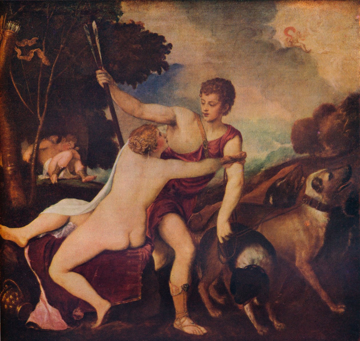 Venus ja Adonis, c1545, 1937 tekijältä Tiziano Vecelli