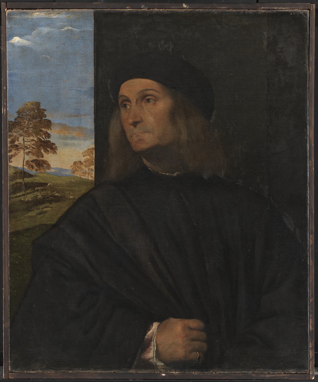 Venetsialaisen taidemaalarin Giovanni Bellinin (?) muotokuva tekijältä Tizian