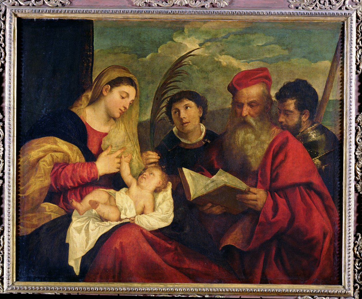 Madonna ja lapsi sekä SS. Stephen, Jerome ja Maurice tekijältä Tiziano Vecelli