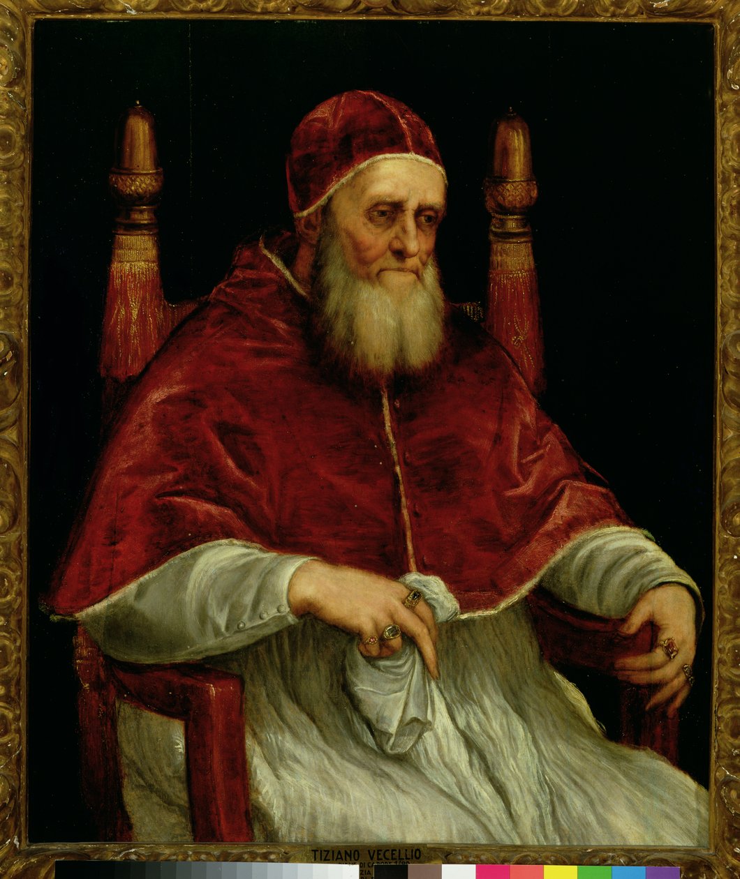 Paavi Julius II (1443-1513) Rafaelin maalauksen jälkeen, n. 1545-46 tekijältä Tiziano Vecelli