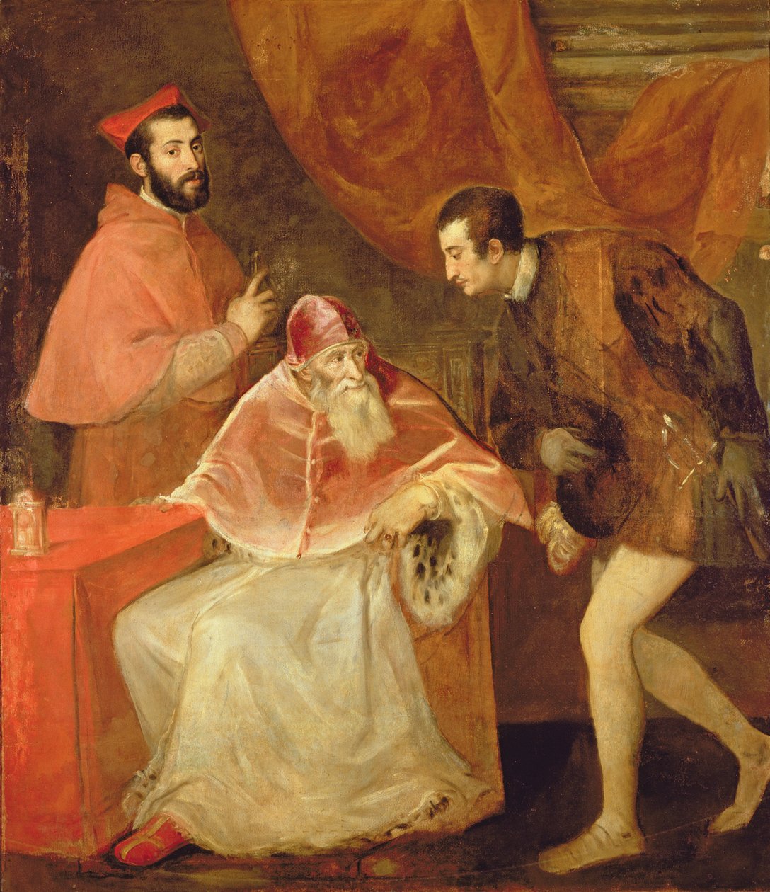 Paavi Paavali III (1468-1549) ja hänen veljenpoikansa, 1545. tekijältä Tiziano Vecelli
