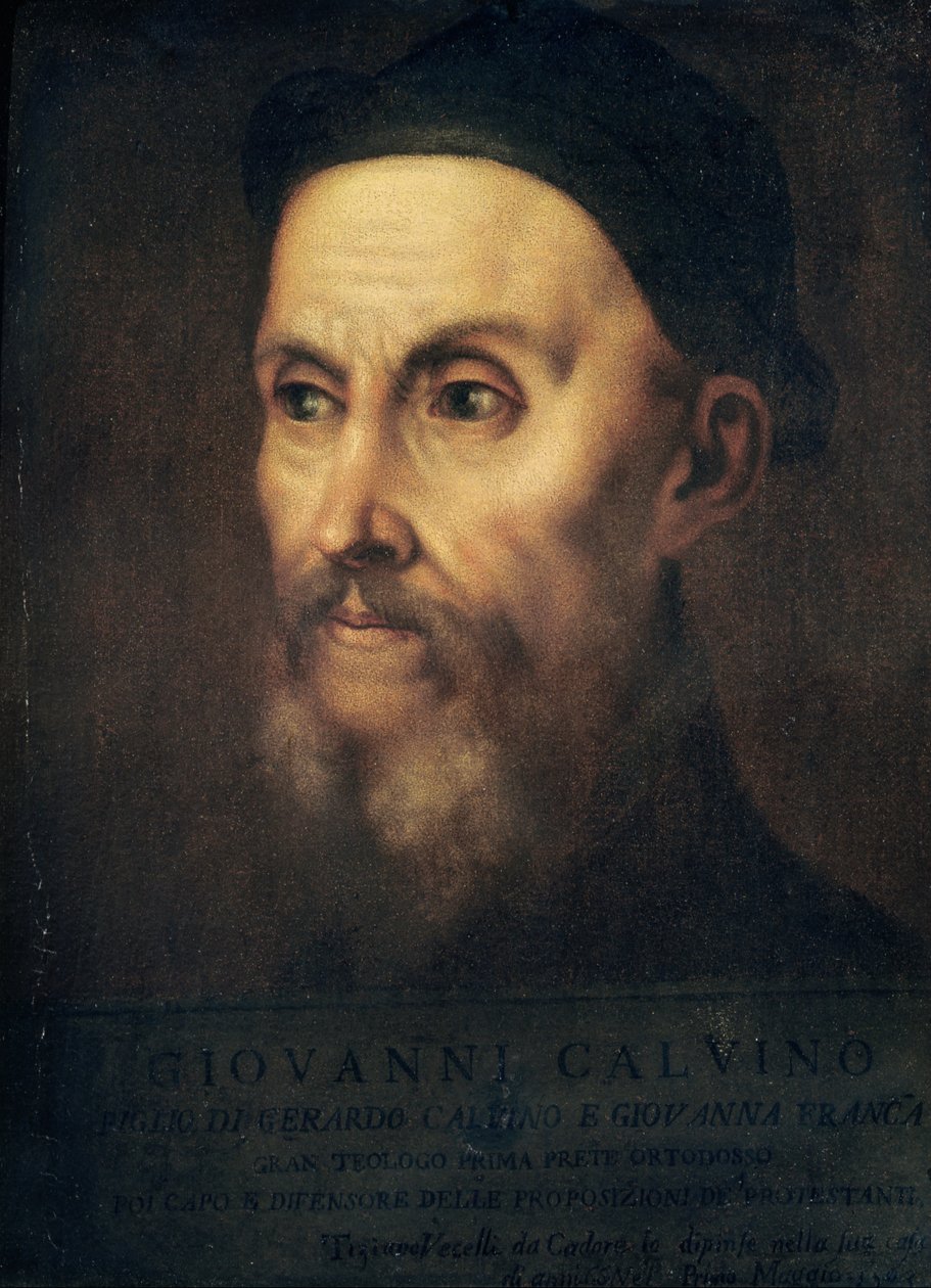 John Calvinin (1509-64) muotokuva tekijältä Tiziano Vecelli