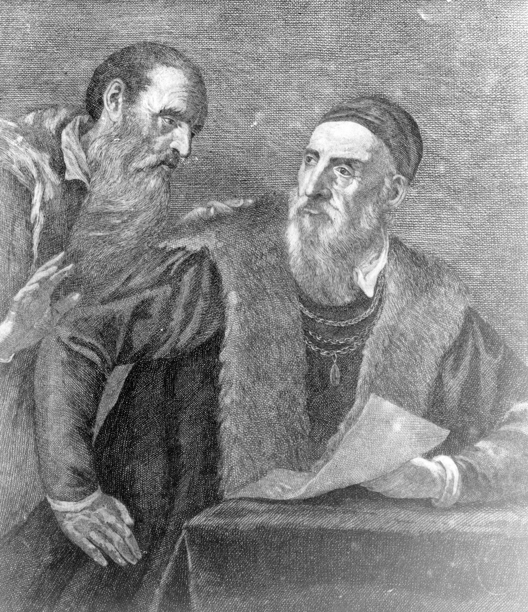 Titianin muotokuva hänen ystävänsä Don Francesco del Mosaicon kanssa maalaamana tekijältä Tiziano Vecelli