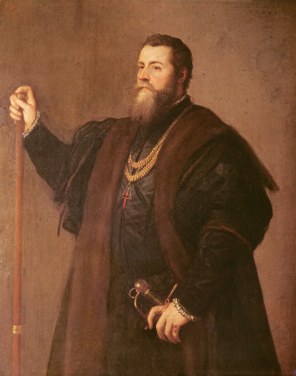 Muotokuva Santiagon ritarikunnan ritarista, 1542 tekijältä Tiziano Vecelli