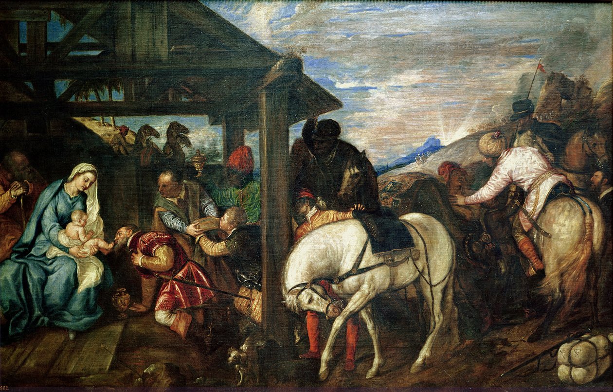 The Adoration of the Magi, n.1561 tekijältä Tiziano Vecelli