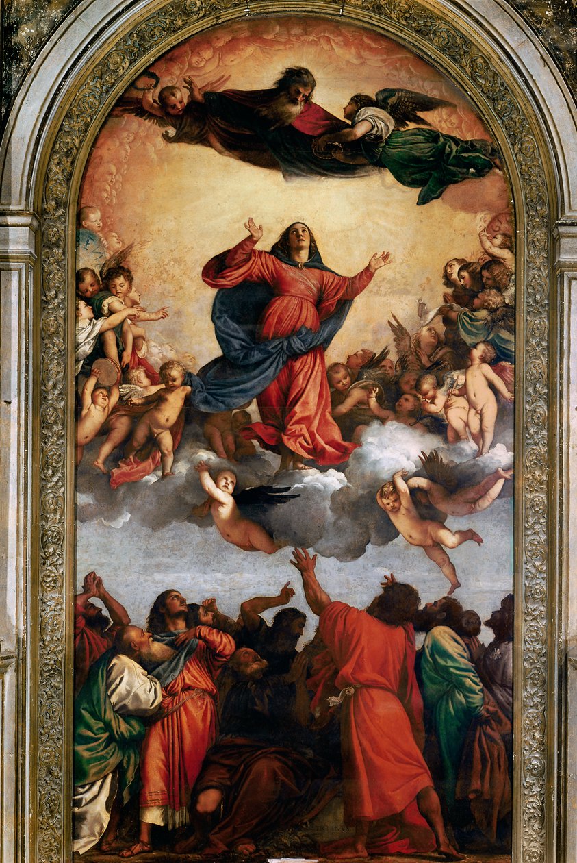 Neitsyt taivaaseenastuminen, 1516-1818 tekijältä Tiziano Vecelli