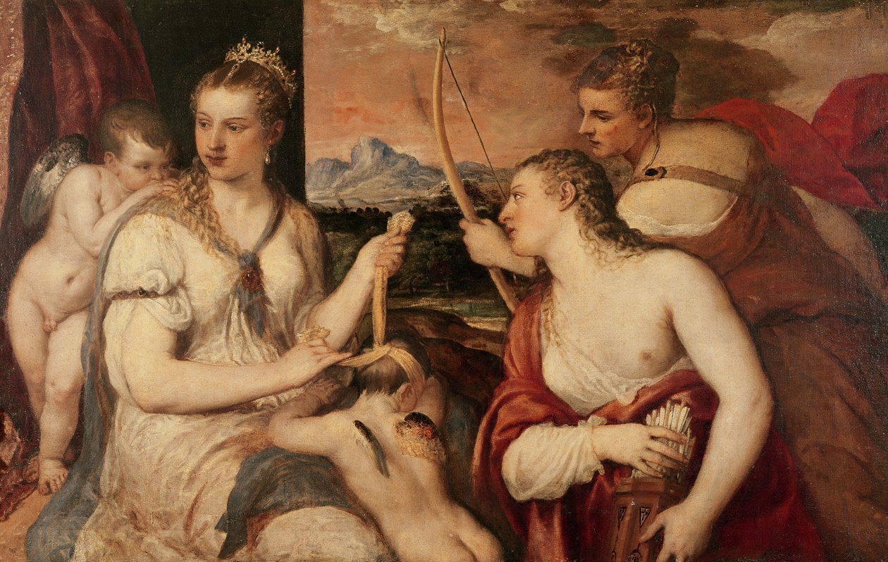 Cupidon koulutus, n. 1565 tekijältä Tiziano Vecelli