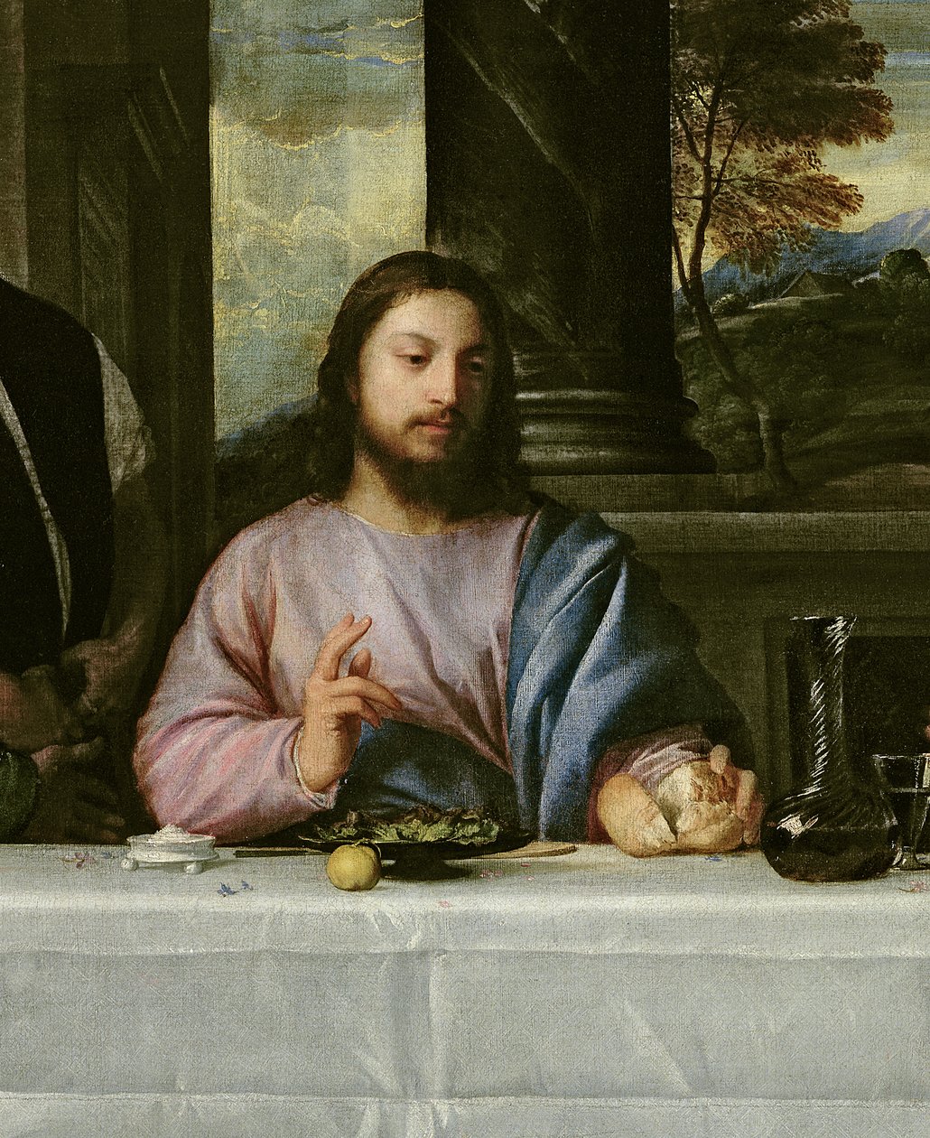 Ehtoollinen Emmauksessa, n.1535 (yksityiskohta kuvasta 34377). tekijältä Tiziano Vecelli