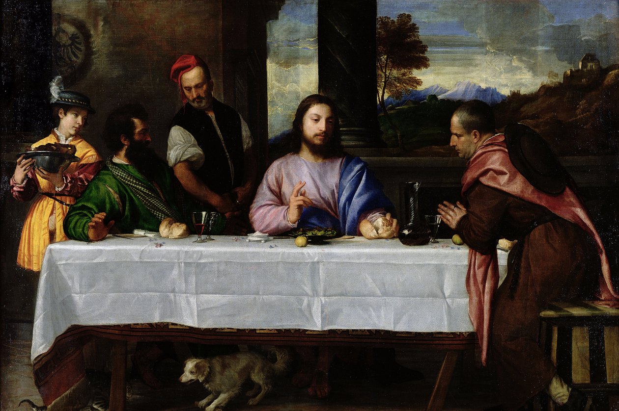 Ellallinen Emmauksessa, n. 1535 tekijältä Tiziano Vecelli