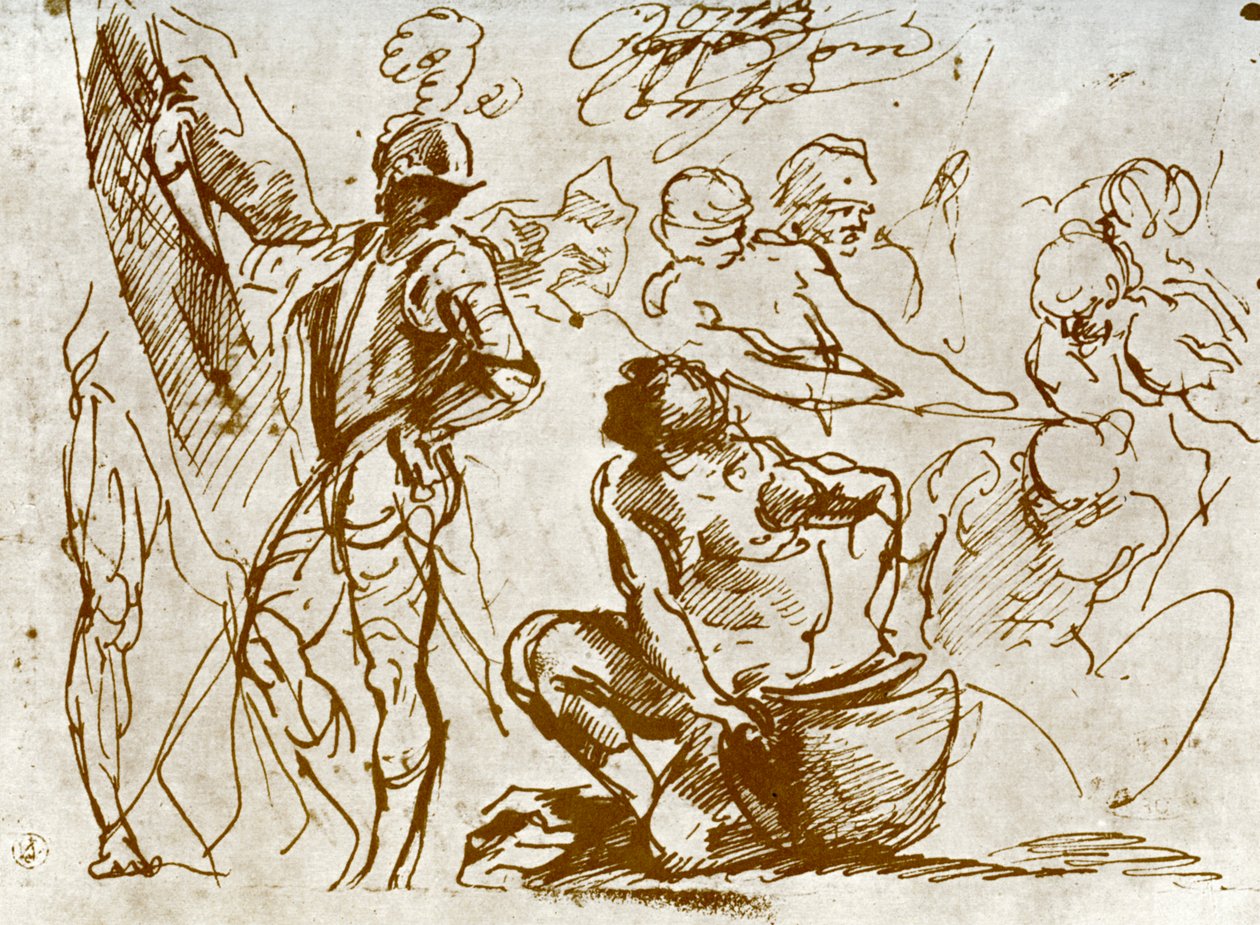 Sivu luonnoksia, kirjoittanut Titian tekijältä Tiziano Vecelli