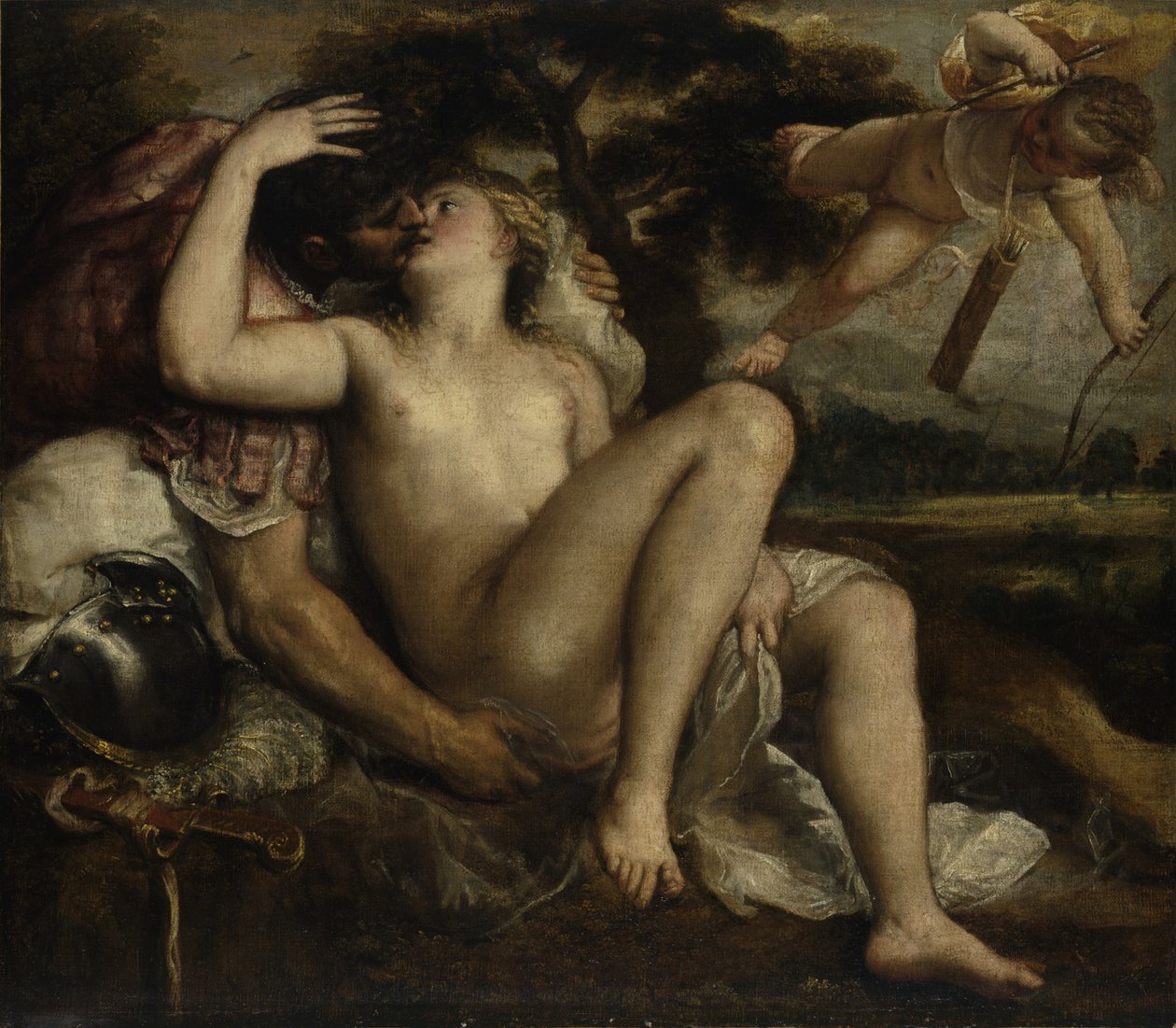 Mars, Venus ja Cupid, noin 1530 tekijältä Tiziano Vecelli