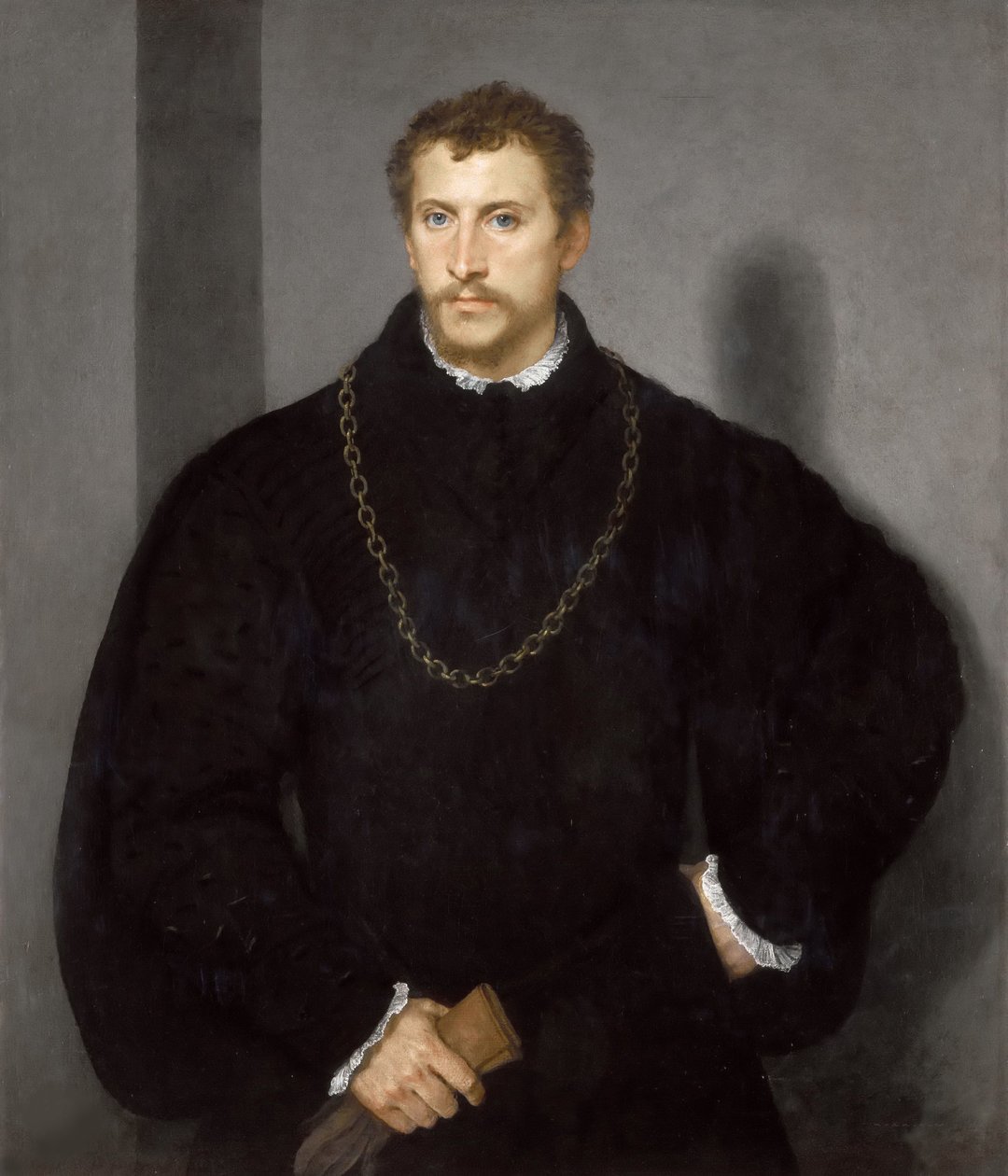 Nuoren englantilaisen muotokuva Nuoren miehen harmaat silmät muotokuva, 1540-1545. tekijältä Tiziano Vecelli
