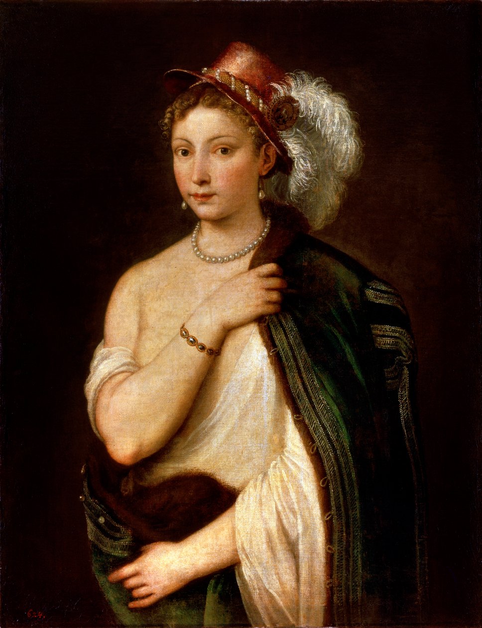 Nuoren naisen muotokuva, c1536. tekijältä Tiziano Vecelli