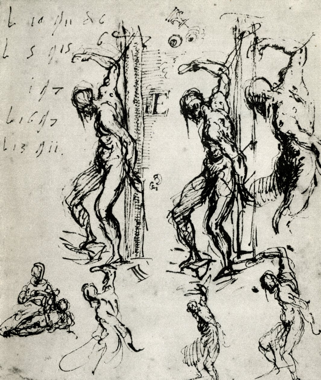 Luonnokset Brescian Pyhälle Sebastianille, c1518, 1937 tekijältä Tiziano Vecelli