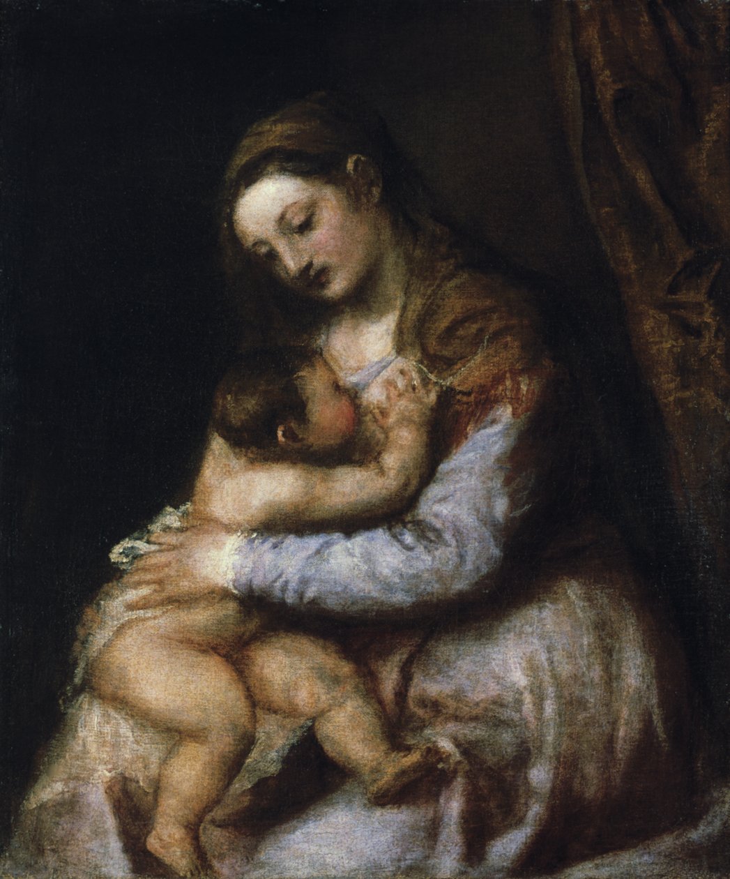 Neitsyt ja lapsi, n. 1570-1576 tekijältä Tiziano Vecelli