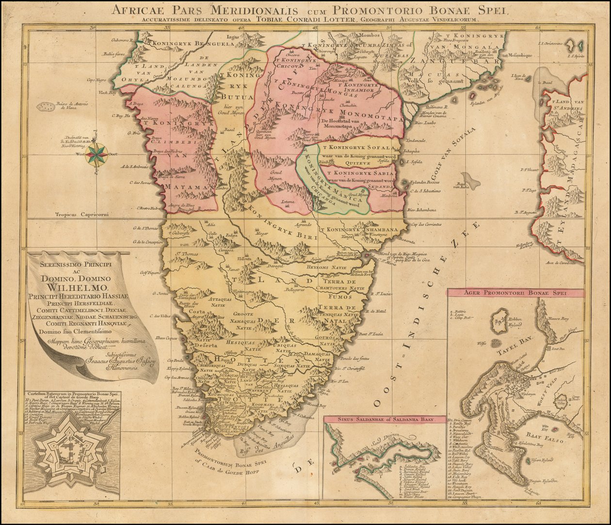 Tobias Conrad Lotterin laatima eteläisen Afrikan kartta vuodelta 1778. tekijältä Tobias Conrad Lotter