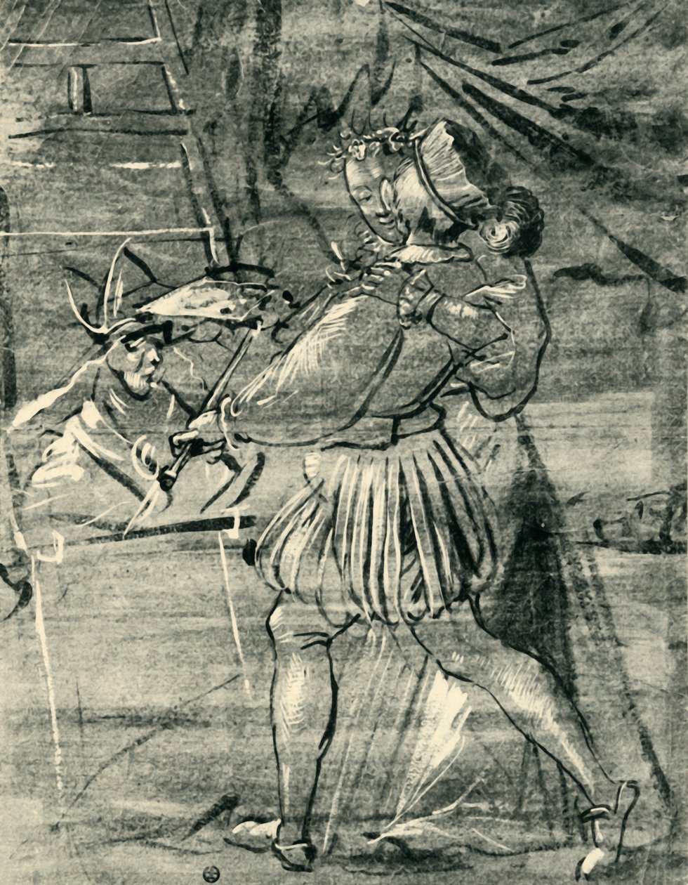 Taiteilija nuoren naisen kanssa maalaustelineen edessä, 1580, 1943. tekijältä Tobias Stimmer