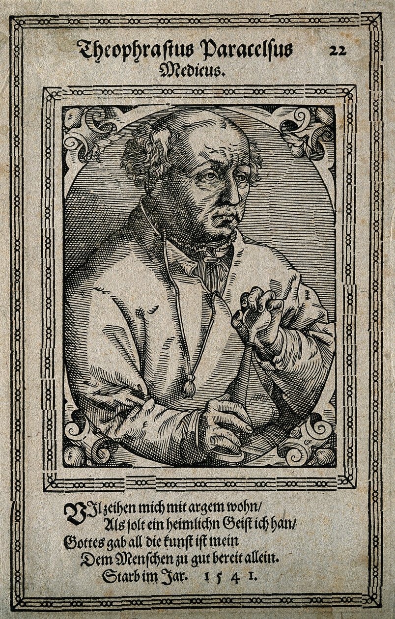 Philippus Theophrastus Aureolus Bombastus von Hohenheim Paracelsus, 1587. tekijältä Tobias Stimmer