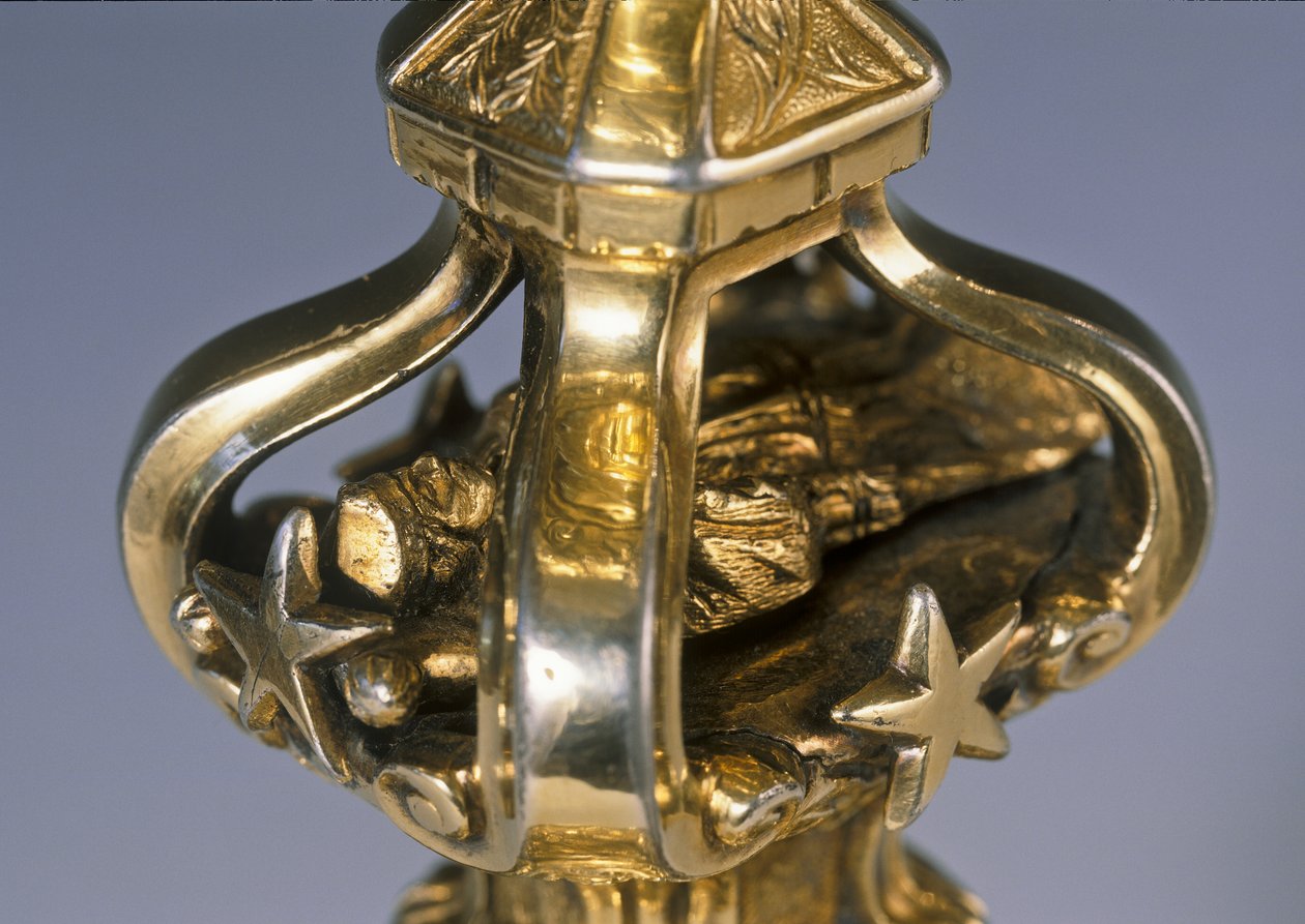 Yksityiskohta maljasta, jossa on Pyhän Johannes Nepomukin ruumis, 1727-30 hopeaa tekijältä Tomáš Drexel