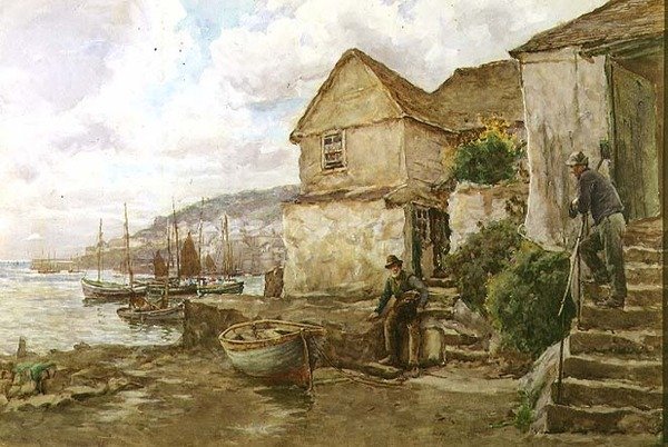 At Newlyn (akvarelli) tekijältä Tom Clough
