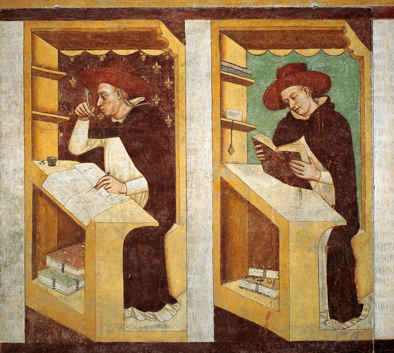 Dominikaaniset munkit, yksityiskohta Dominikaanisen ritarikunnan neljänkymmenen maineikkaan jäsenen syklistä tekijältä Tomaso da (late 15th century) Modena