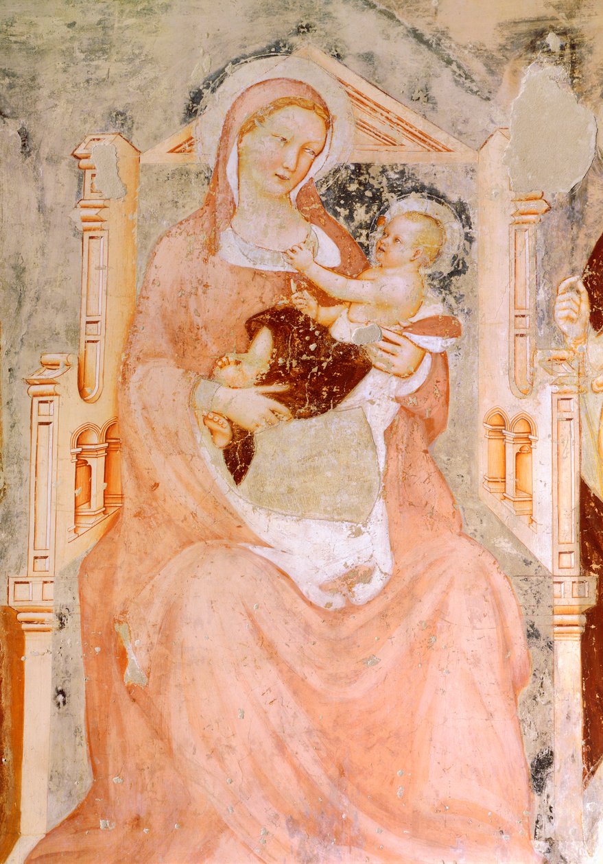 Madonna ja lapsi, Tommaso da Modena (1326-1379), fresko, San Francescon kirkko, Treviso tekijältä Tomaso da (late 15th century) Modena