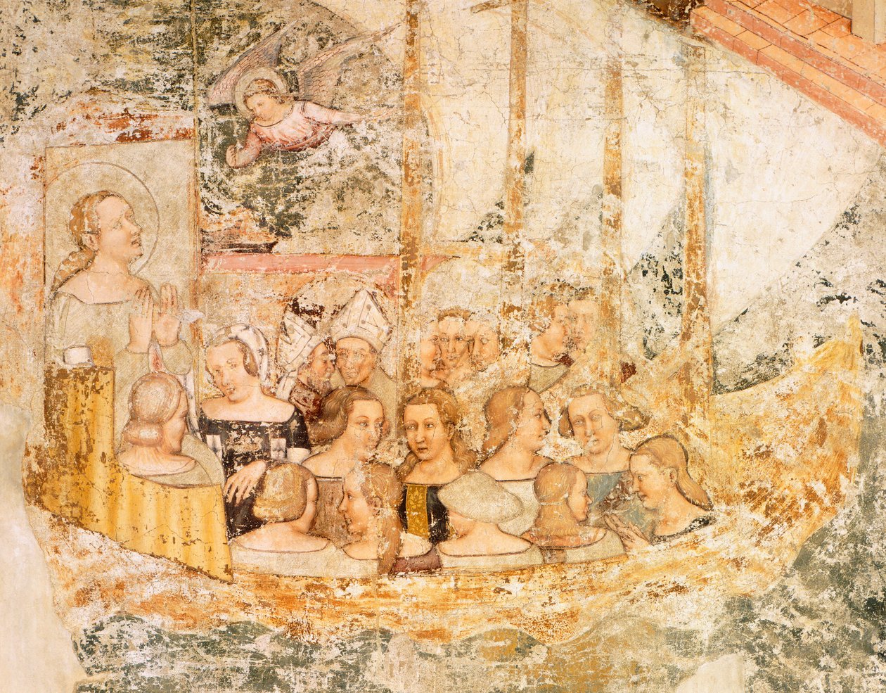 Purjehdus kohti Roomaa, yksityiskohta Stories of St Ursulasta, kirjoittanut Tommaso da Modena (1326-1379), fresko, yksityiskohta, Santa Caterinan kirkko, Treviso tekijältä Tomaso da (late 15th century) Modena