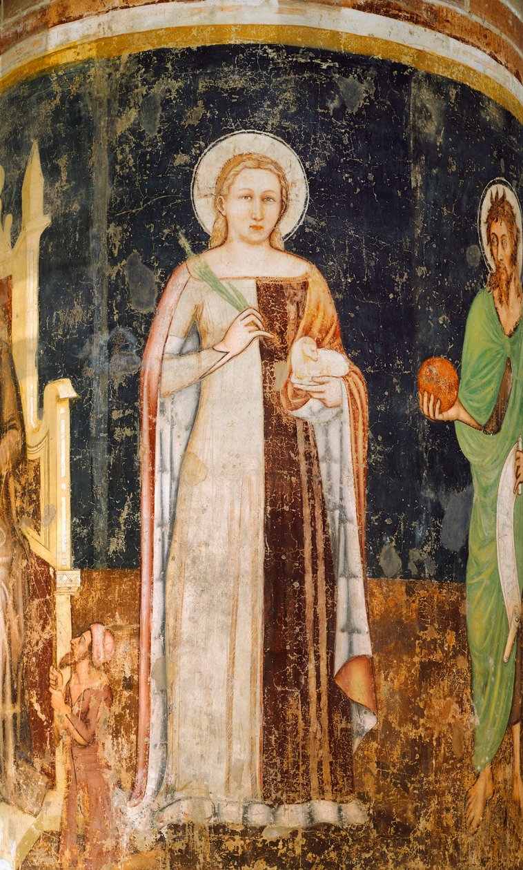 Tommaso da Modenan (1326-1379) Pyhä Agnes, fresko, San Nicolon kirkko, Treviso tekijältä Tomaso da (late 15th century) Modena