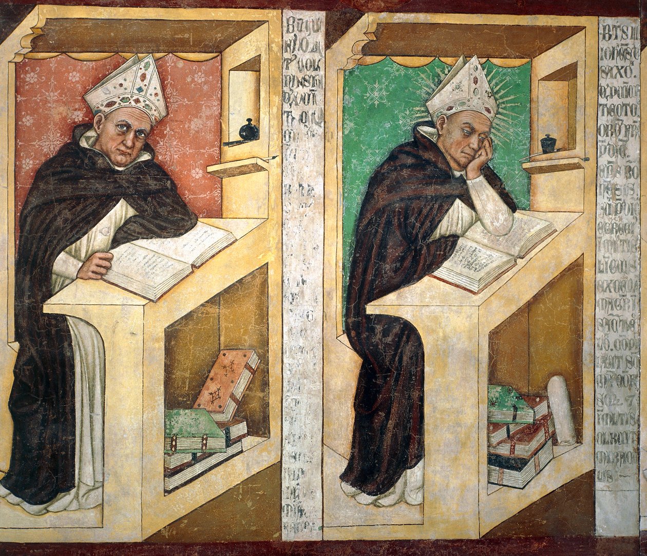 St Albert Great, yksityiskohta Dominikaanisen ritarikunnan neljänkymmenen maineikkaan jäsenen syklistä tekijältä Tomaso da (late 15th century) Modena