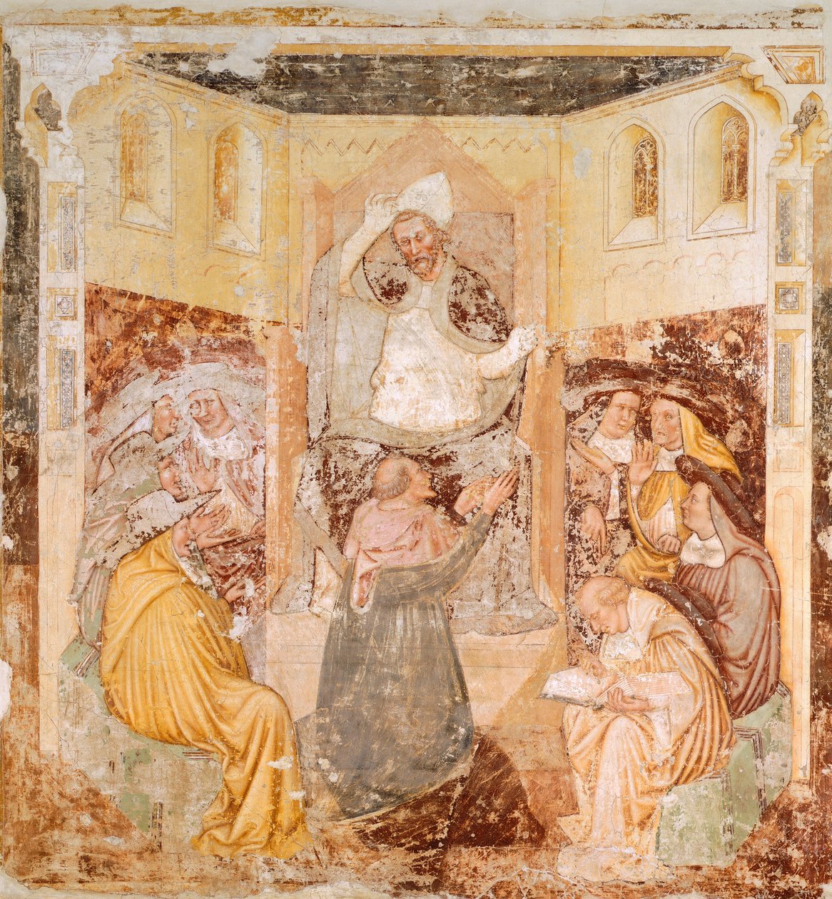 Luopuminen, yksityiskohta Stories of St Ursulasta, Tommaso da Modena (1326-1379), fresko tekijältä Tomaso da (late 15th century) Modena